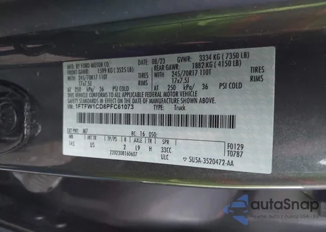 2023 Ford F-150 Xlt from USA, damaged, VIN 1FTFW1CD8PFC61073